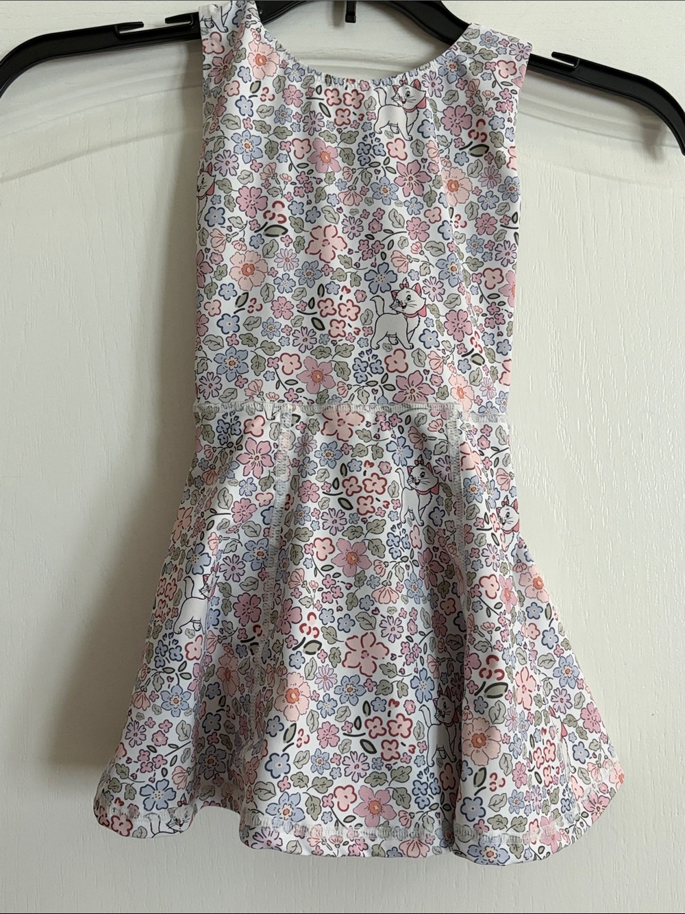 Disney Marie Girls Floral Cat Print Cotton Dress - Pastel Multi